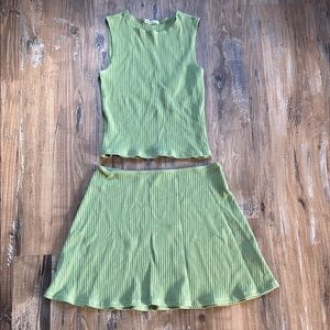 Reformation Green Ribbed 2 Piece Outfit